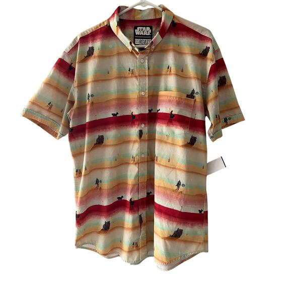 RSVLTS Star Wars “Mandalorian Layers” Short Sleeve Button Shirt Mens XL - Picture 1 of 6